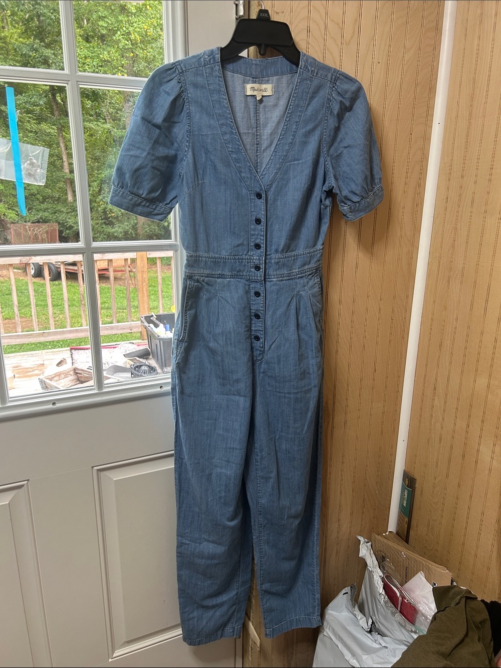 Madewell Denim Light Blue Chambray Button-Front Jumpsuit